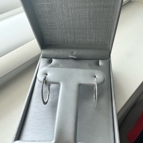 Brand new peoples diamond earrings (hoops) - Picture 2 of 4